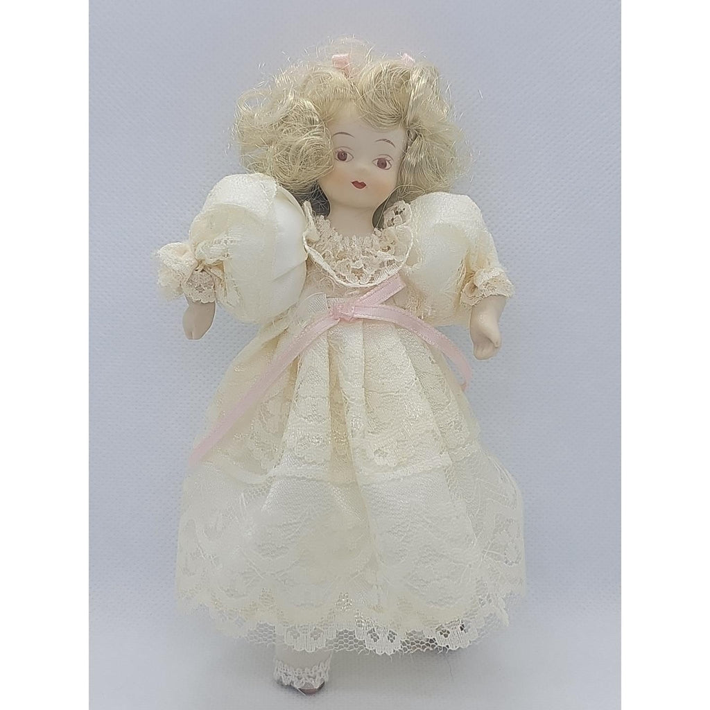 1984 Kurt Adler Gramercy Park Porcelain Doll Lace Dress 6 Inch
