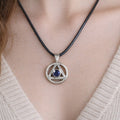 Vintage Sterling Silver Triangle Pendant w Purple Stone