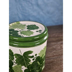 Vintage Grape Leaf Canisters with Lids – Set of 2 – Green Ceramic