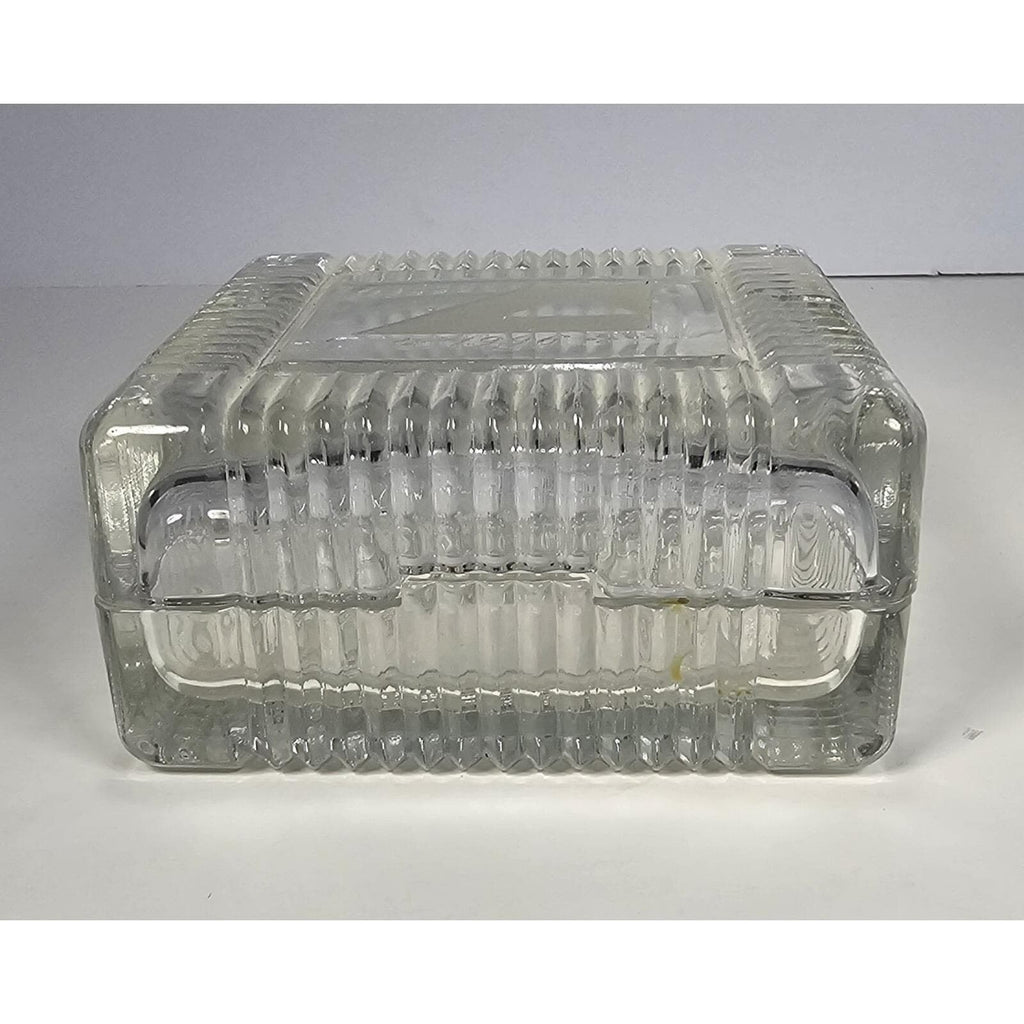 Vintage Crystal Trinket Box 1996 Small Square Jewelry Keepsake Box