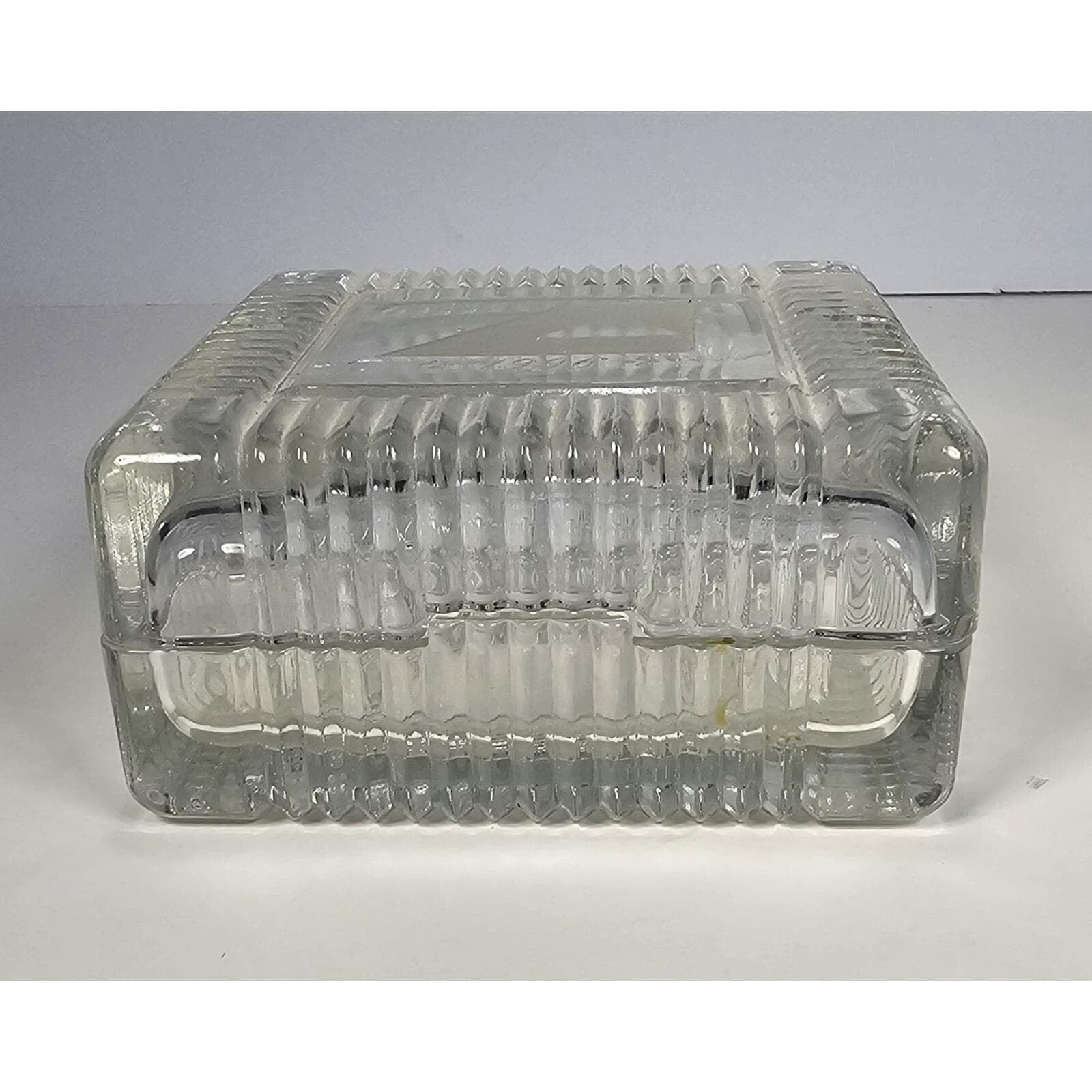 Vintage Crystal Trinket Box 1996 Small Square Jewelry Keepsake Box