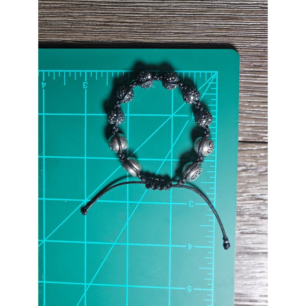 Adjustable Om Bracelet Black Cord Rhinestone Bead Spiritual Bracelet