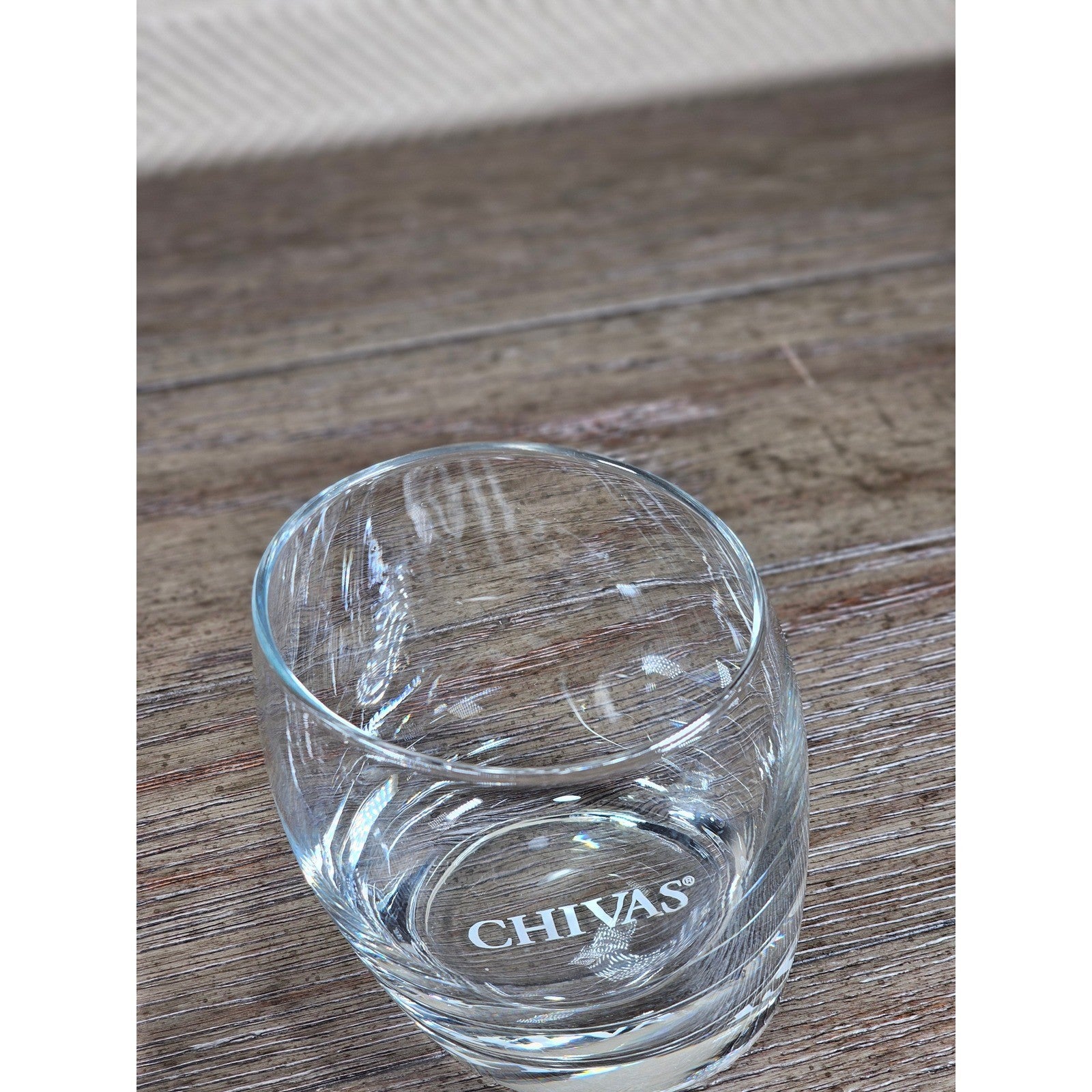 Set of 2 Chivas Etched Rocks Glasses 3.5 x 3 Inch Whisky Tumblers
