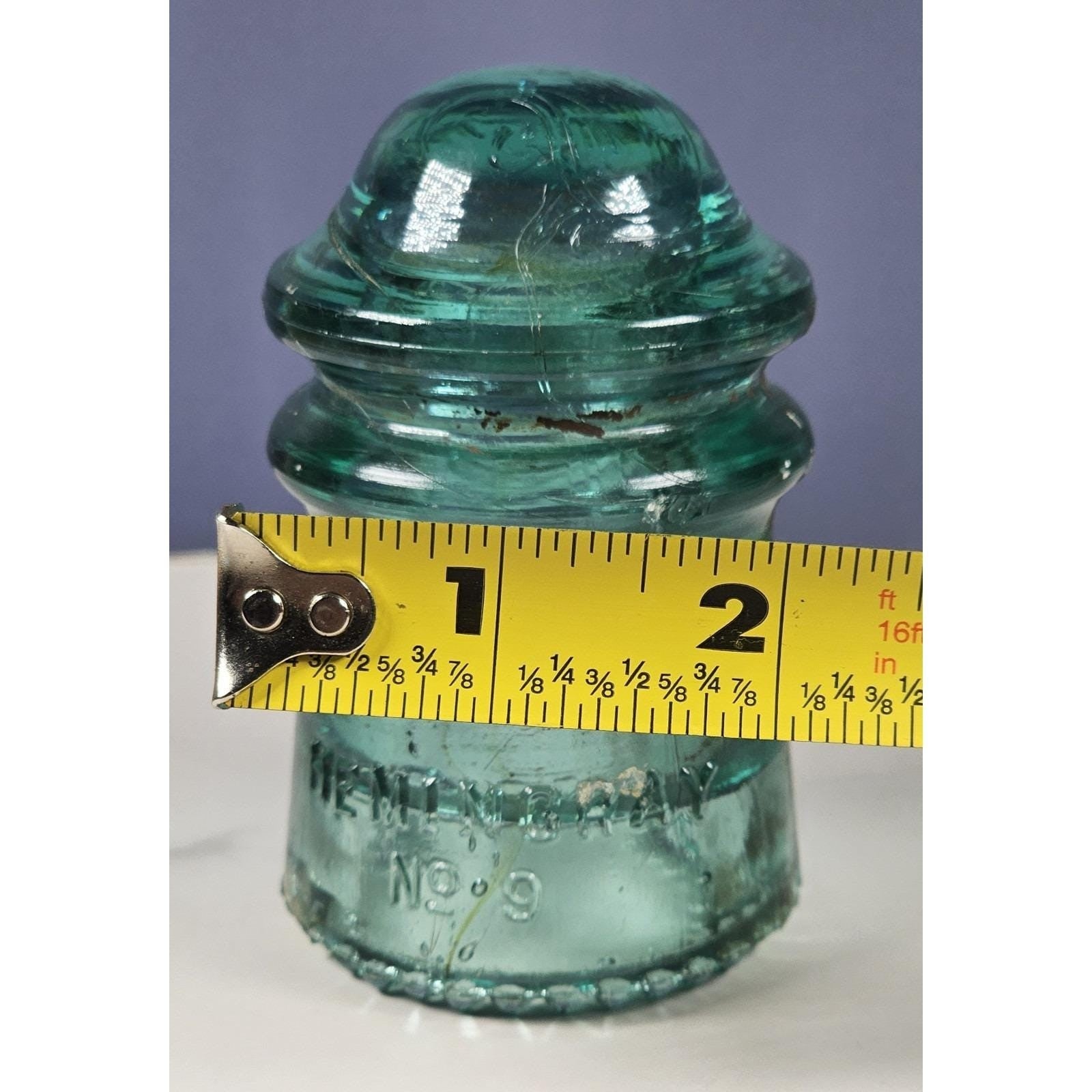 Vintage Hemingray No 9 Glass Insulator Aqua Patent May 2 1893