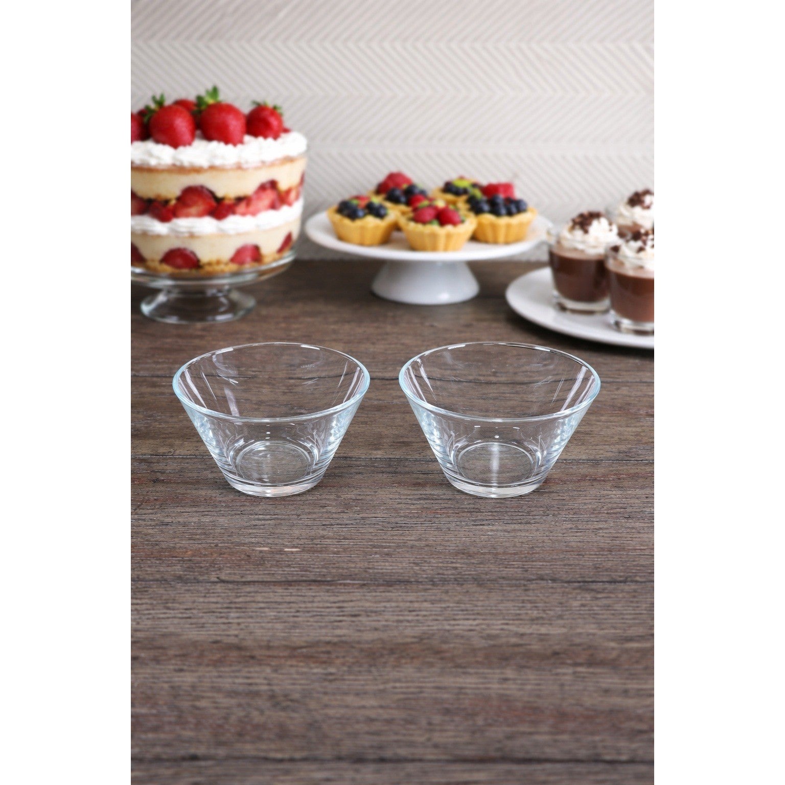 Set of 2 Clear Glass Dessert Bowls | Small Vintage Style Serving Cups 3x4