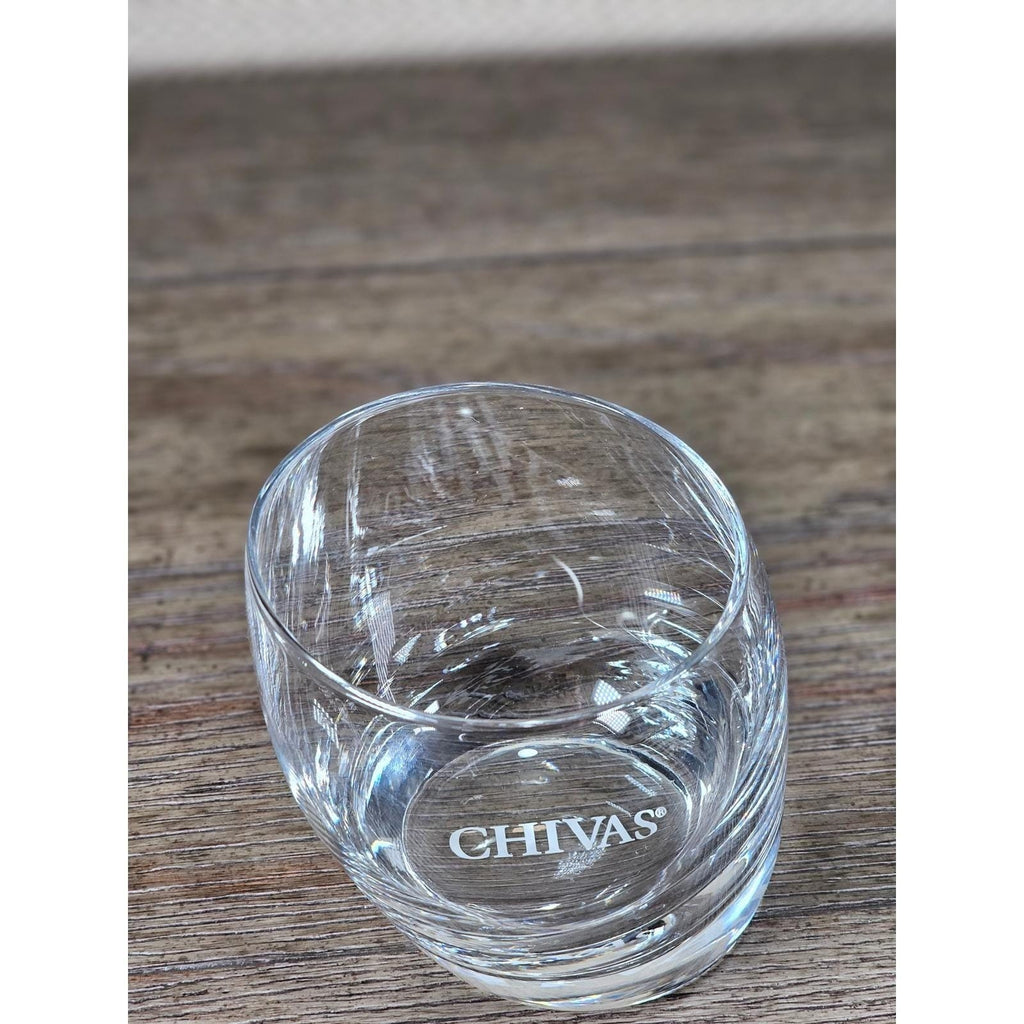 Set of 2 Chivas Etched Rocks Glasses 3.5 x 3 Inch Whisky Tumblers