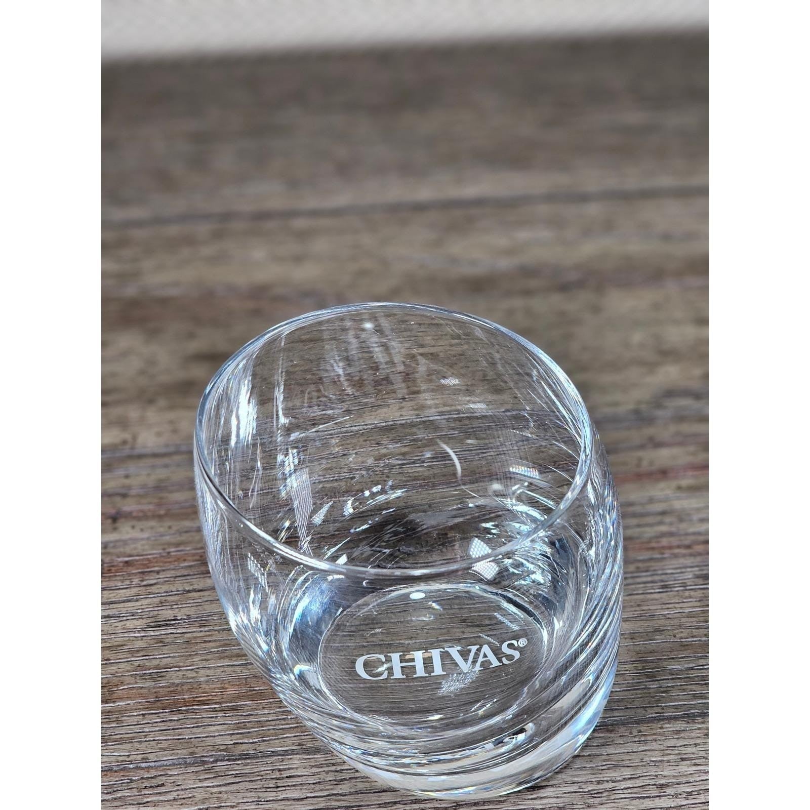 Set of 2 Chivas Etched Rocks Glasses 3.5 x 3 Inch Whisky Tumblers