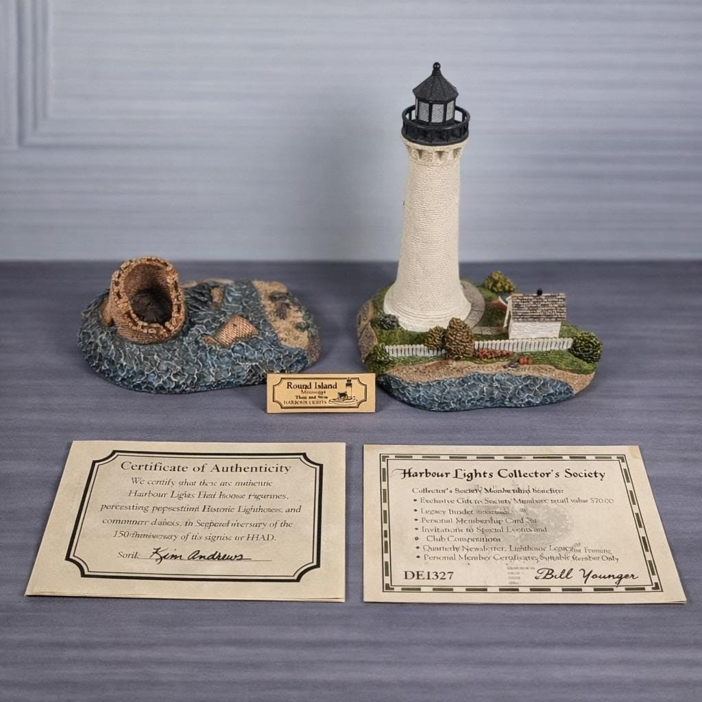 Harbour Lights Round Island Lighthouse 2000 #242 w/ COA