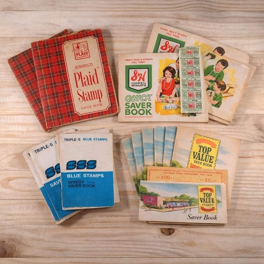 Vintage S&H Green Stamp Books Lot MacDonald Plaid 20 Books