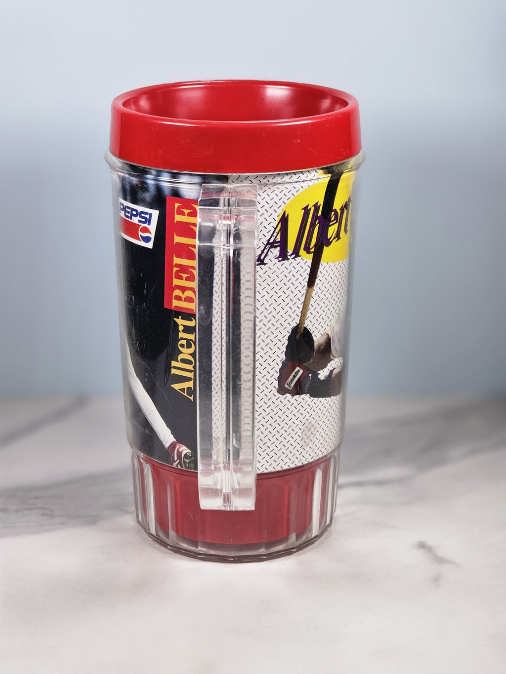Vintage Cleveland Indians Albert Belle Pepsi Insulated Plastic Tumbler 1990s Spo