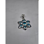 Vintage Sterling Silver Blue Stone Flower Pendant .925 Floral Necklace Charm