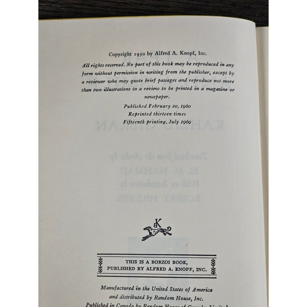 A Tear and a Smile Kahlil Gibran 1969 Knopf HC w Dust Jacket
