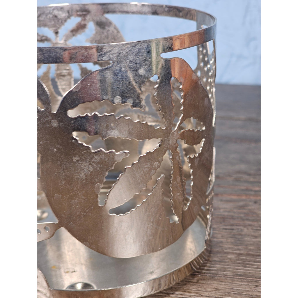 Coastal Metal Candle Holder with Starfish & Sand Dollar Cutouts 4x4