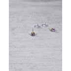 Vintage Pink Rhinestone Stud Earrings Silver Tone Round Cut