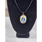 Vintage Amber Halo Madonna Pendant Necklace Religious Charm