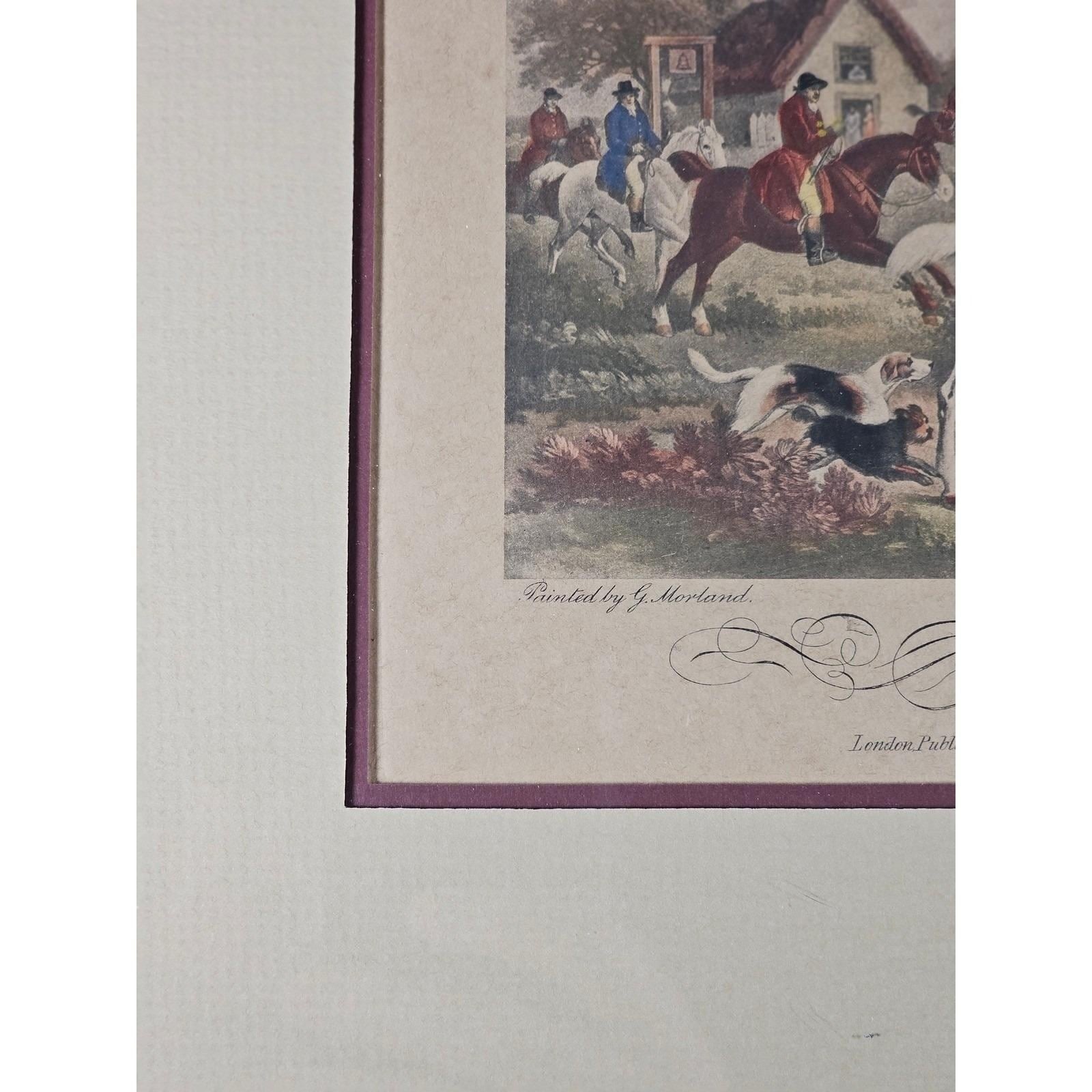 Antique Fox Hunting Print After George Morland Framed Equestrian Art