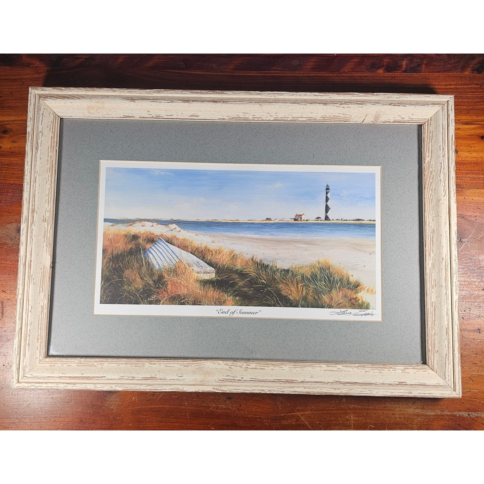 Framed Coastal Lighthouse Print End of Summer Lena Dennis Beach Art