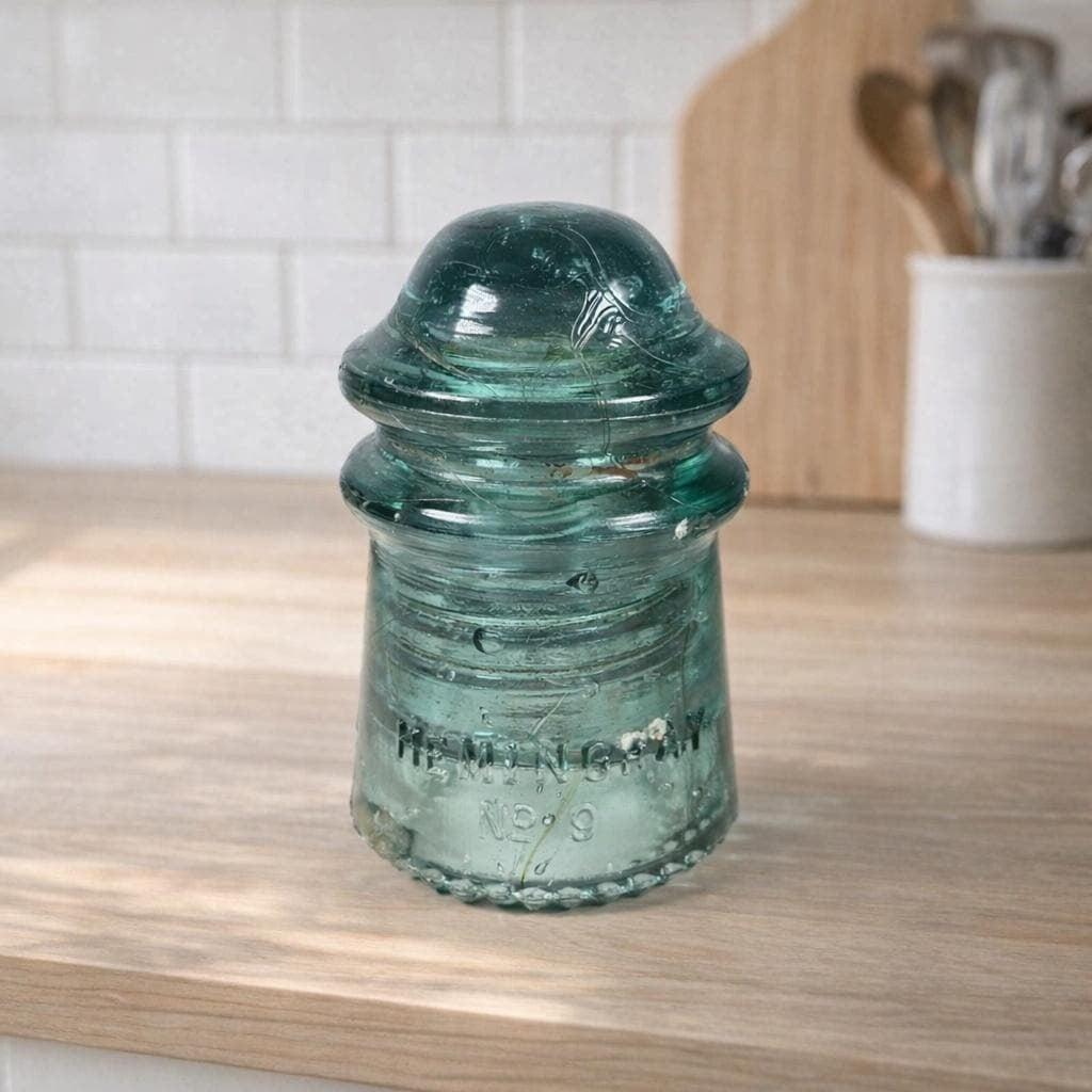 Vintage Hemingray No 9 Glass Insulator Blue May 2 1893