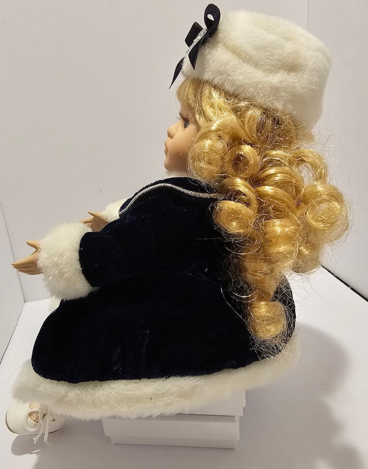 Animated Musical Porcelain Doll “Lisa” in Holiday / Winter Outfit – Collector’s