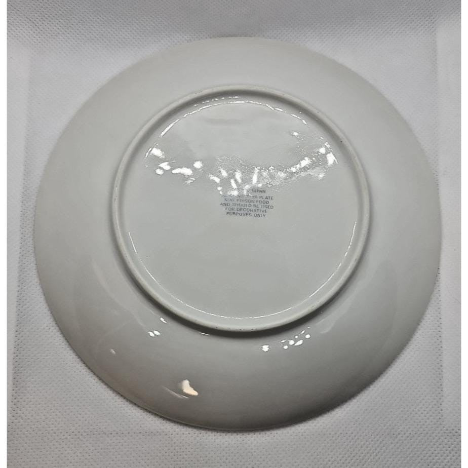 Vintage Asahi Japan Peacock Plate Blue Gold Porcelain Wall Decor