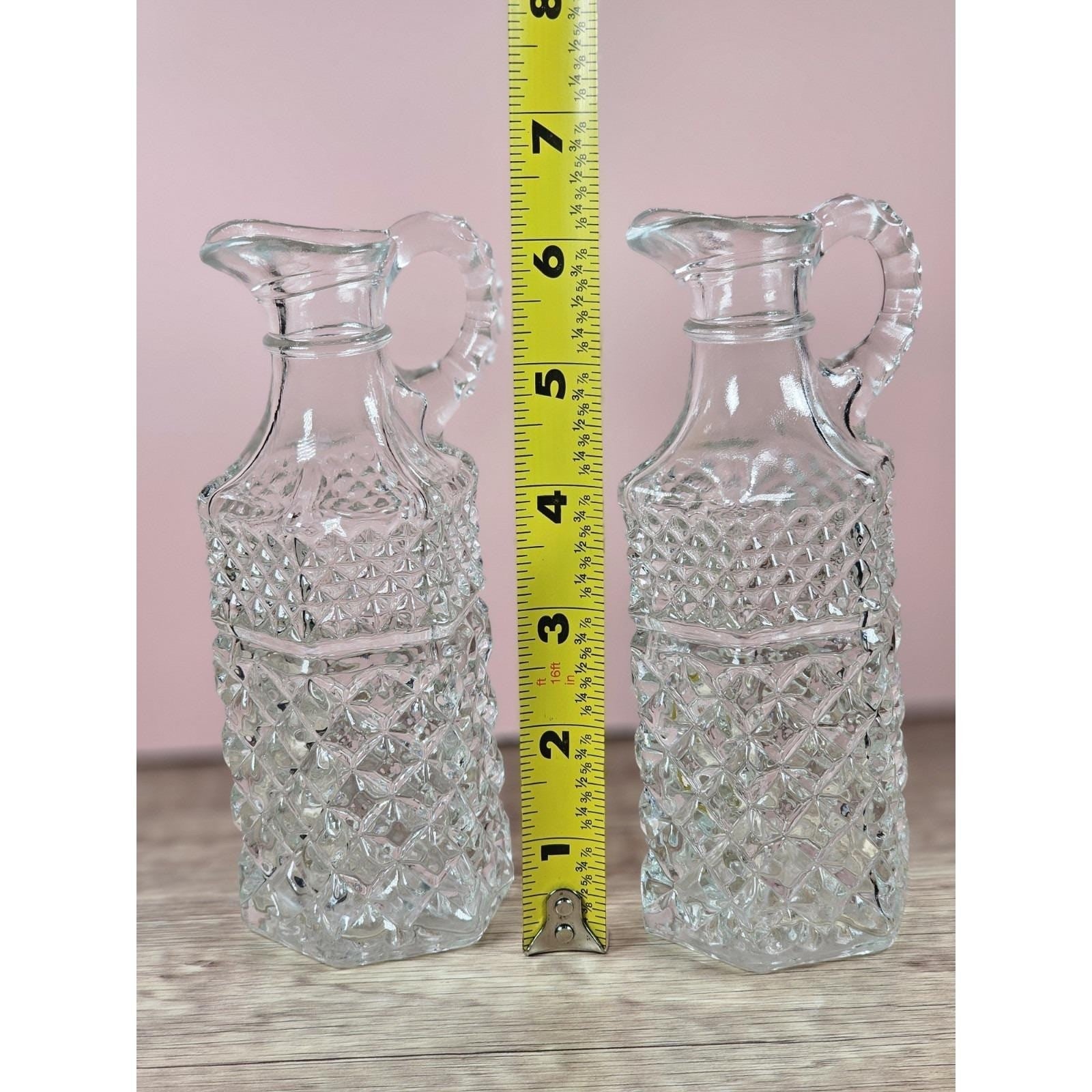 Vintage Anchor Hocking Wexford Cruet Set Cube Cut Glass 6"