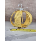 Yellow Metal Pumpkin Lantern with Leaf Cutouts | Fall Decor | Candle Holder