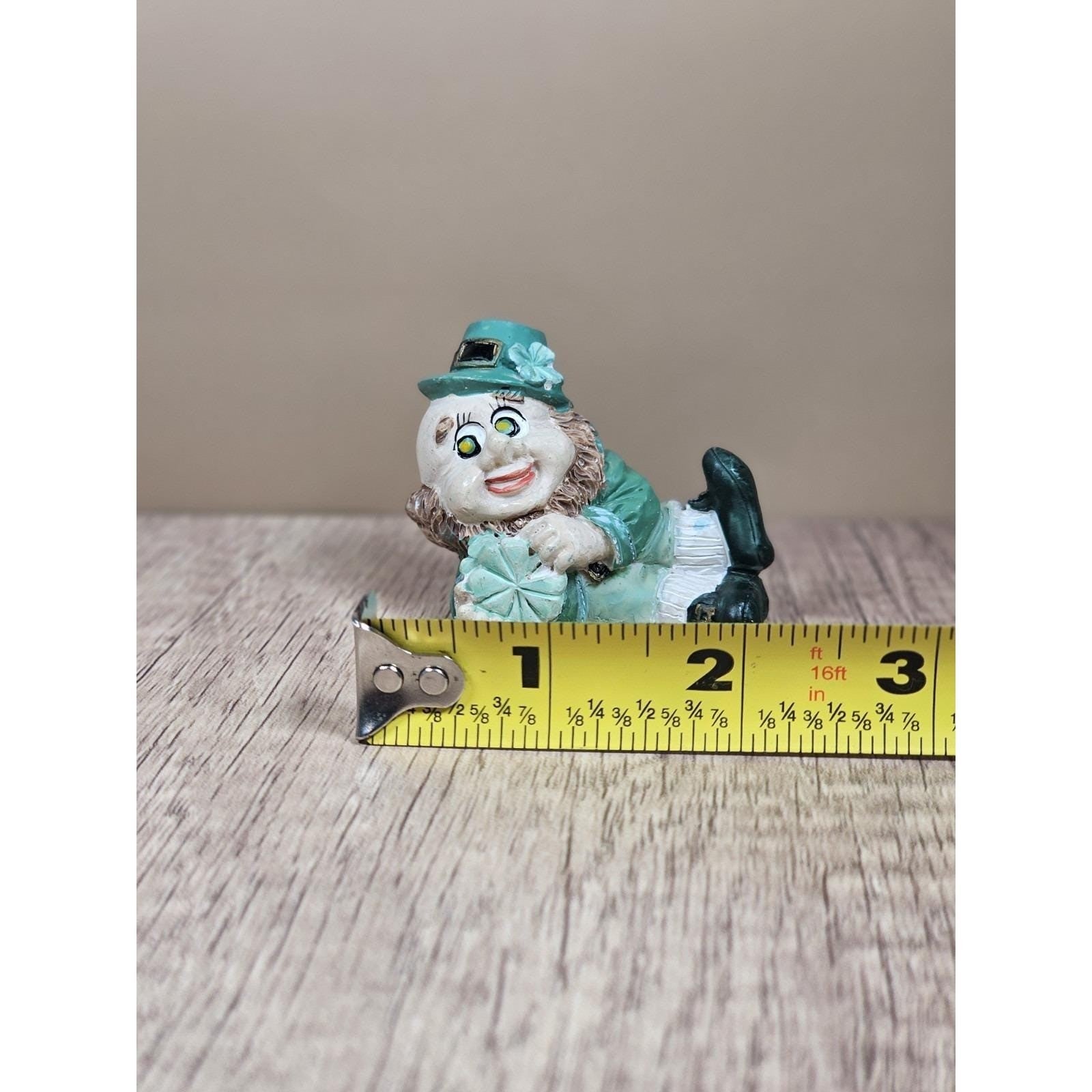 Vintage Leprechaun Figurine 1 7/8 Inch Shamrock St Patrick Decor