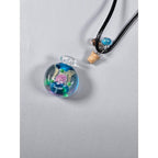 Glass Vial Pendant Necklace with Cork Stopper on Black Cord