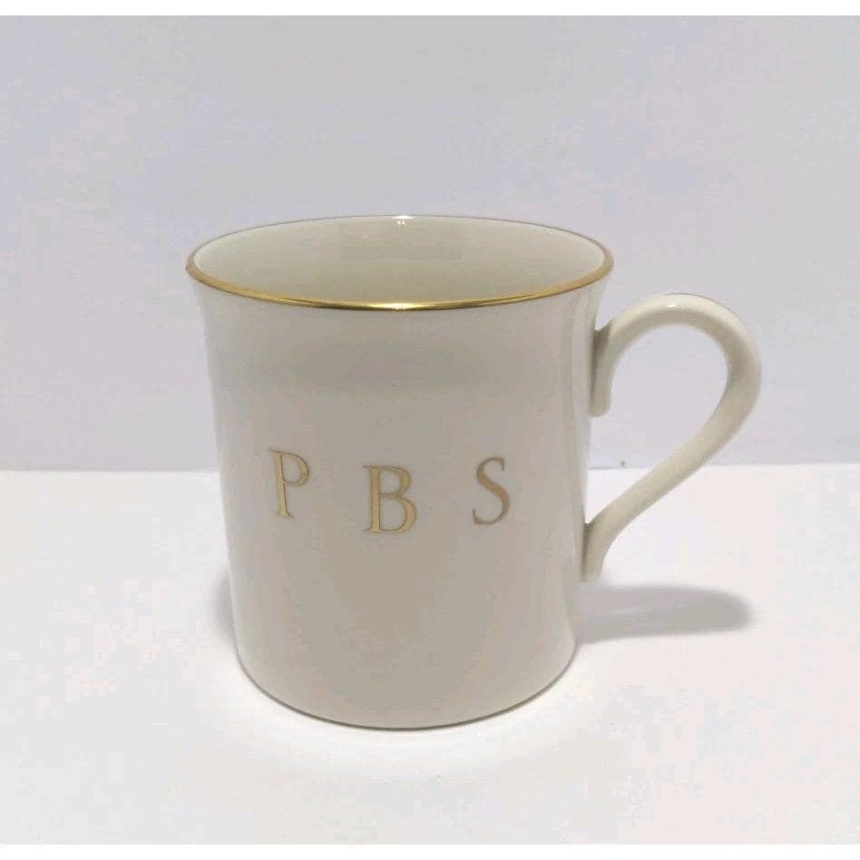 Vintage Lenox PBS Porcelain Coffee Mug Gold Trim USA