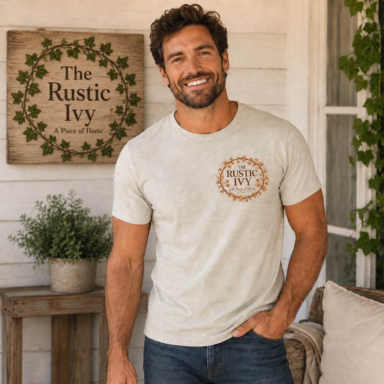 The Rustic Ivy Logo Tee, Vintage Ivy Farmhouse Shirt