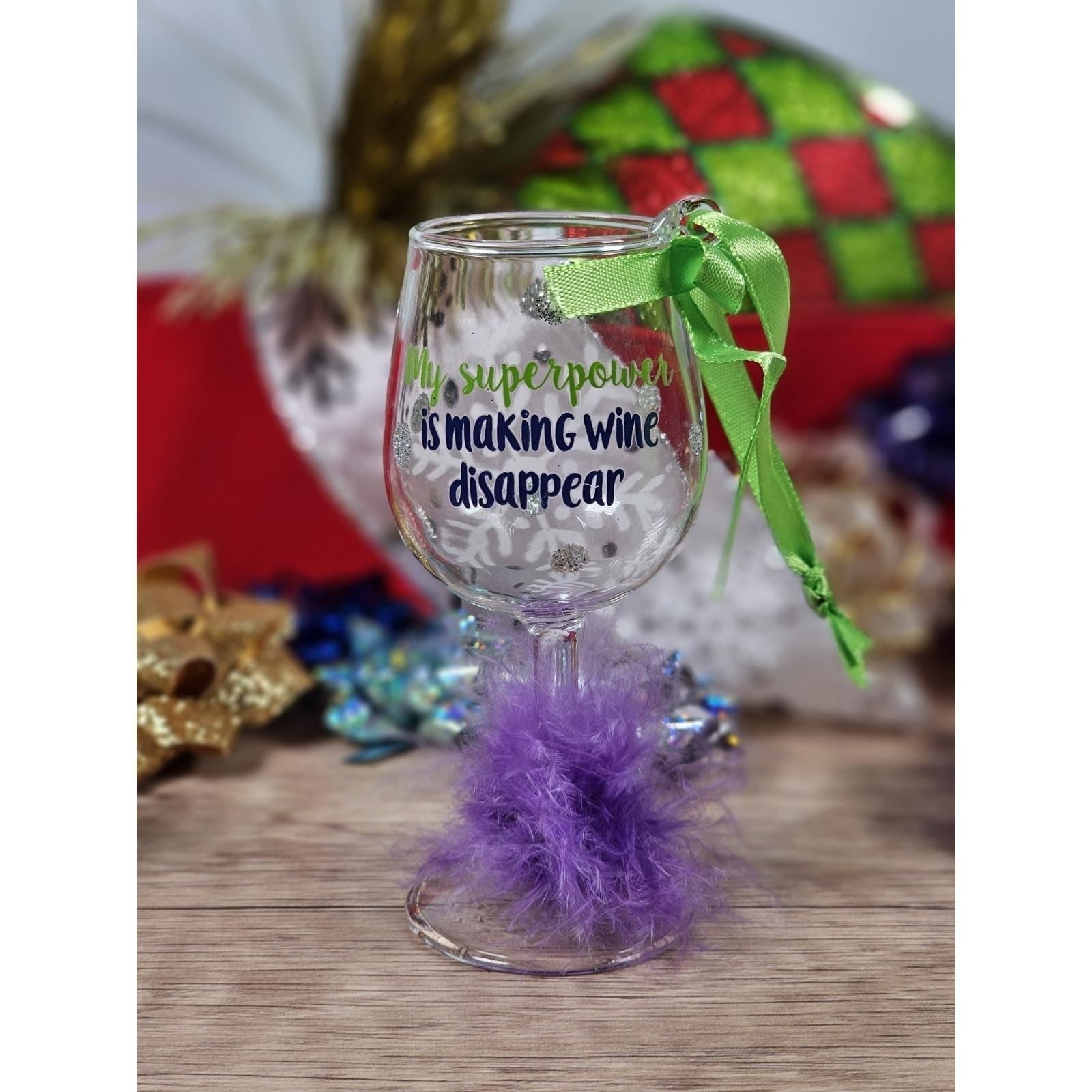 Vintage Wine Glass Christmas Ornament Funny Wine Quote 4 Inch
