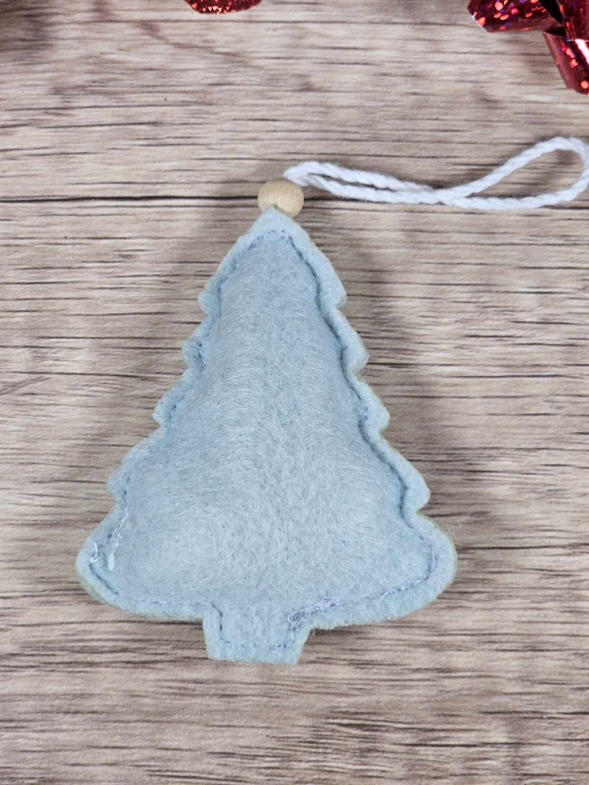 Set of 3 Gray and White Felt 3 inch Christmas Tree Ornaments