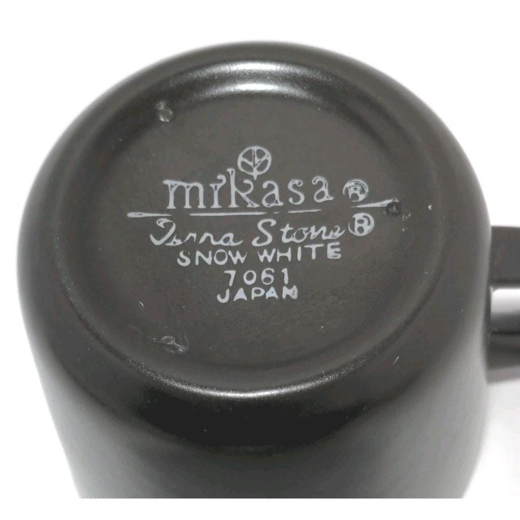 Vintage Mikasa Terra Stone Snow White Cup & Saucer Set Japan Brown White