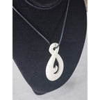 Vintage Carved Bone Hei Matau Fish Hook Pendant Necklace