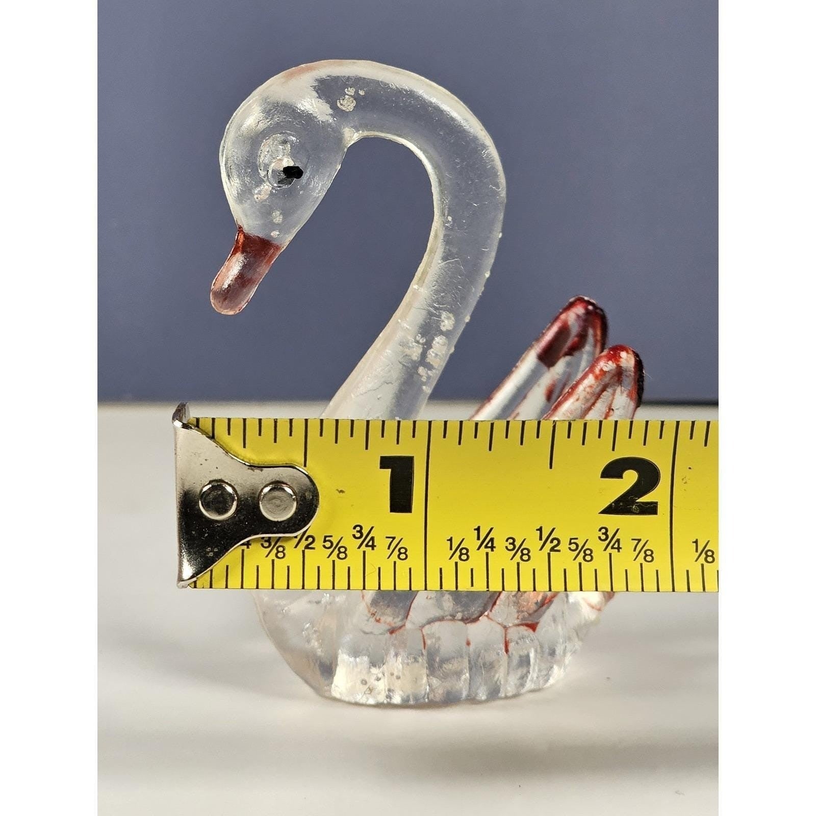 Vintage Acrylic Swan Figurines Clear Red Hong Kong Decor