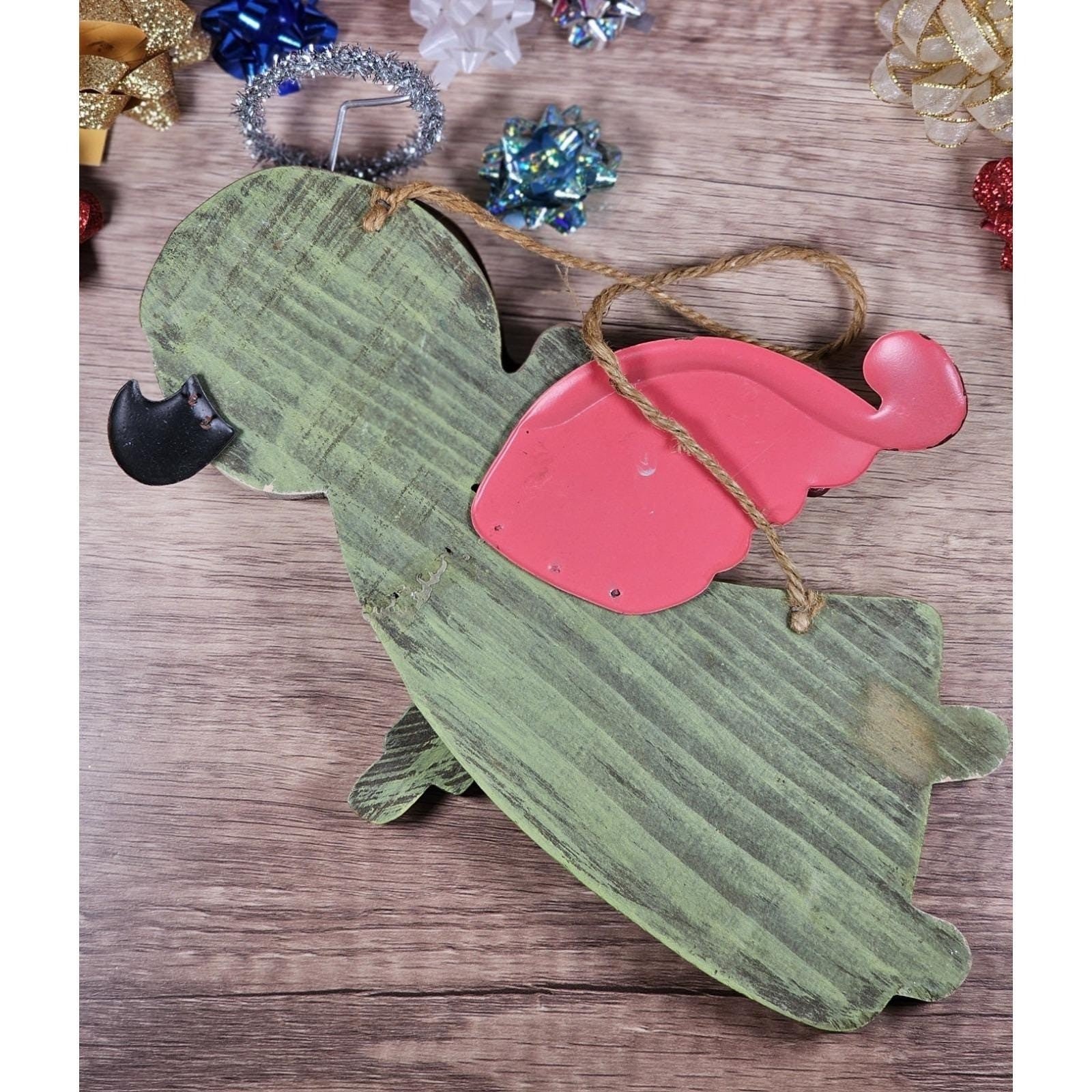 Vintage Wooden Angel Wall Hanging Folk Art with Button Wings Rustic Decor