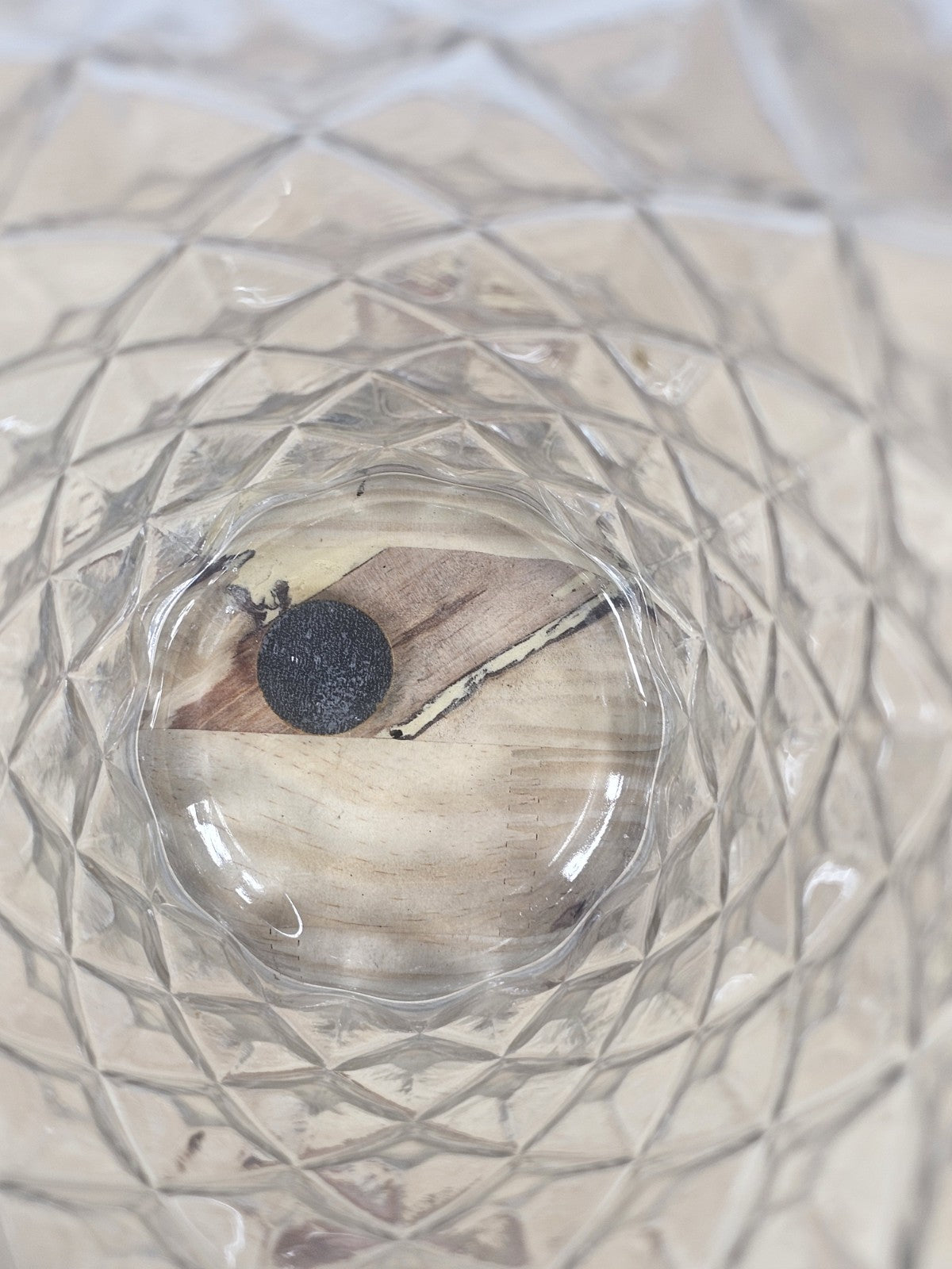 12" Glass Diamond-Cut Cylinder Vase – Vintage Clear Textured Centerpiece