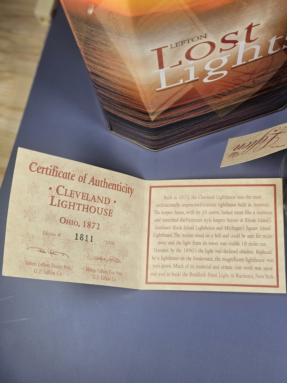 Lefton Lost Lights Cleveland Lighthouse Figurine With Box & Certificate