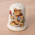 Vintage Porcelain Teddy Bear Thimble Picnic Bear