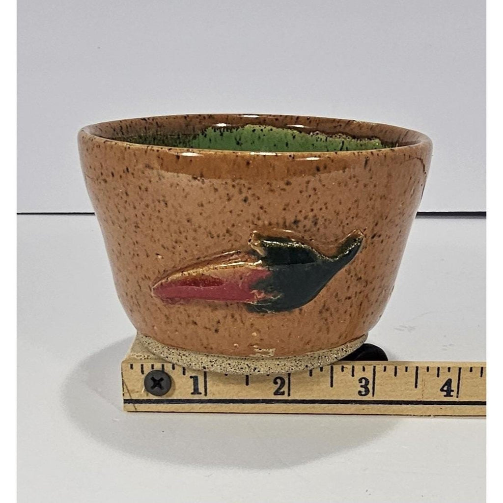 Vintage Chili Pottery Bowl Brown Green Glaze Rustic
