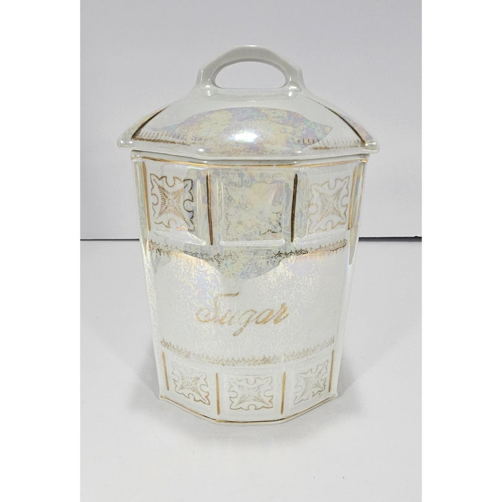 Vintage Czech Porcelain Sugar Jar Lid Victoria Czecho Slovakia 3104