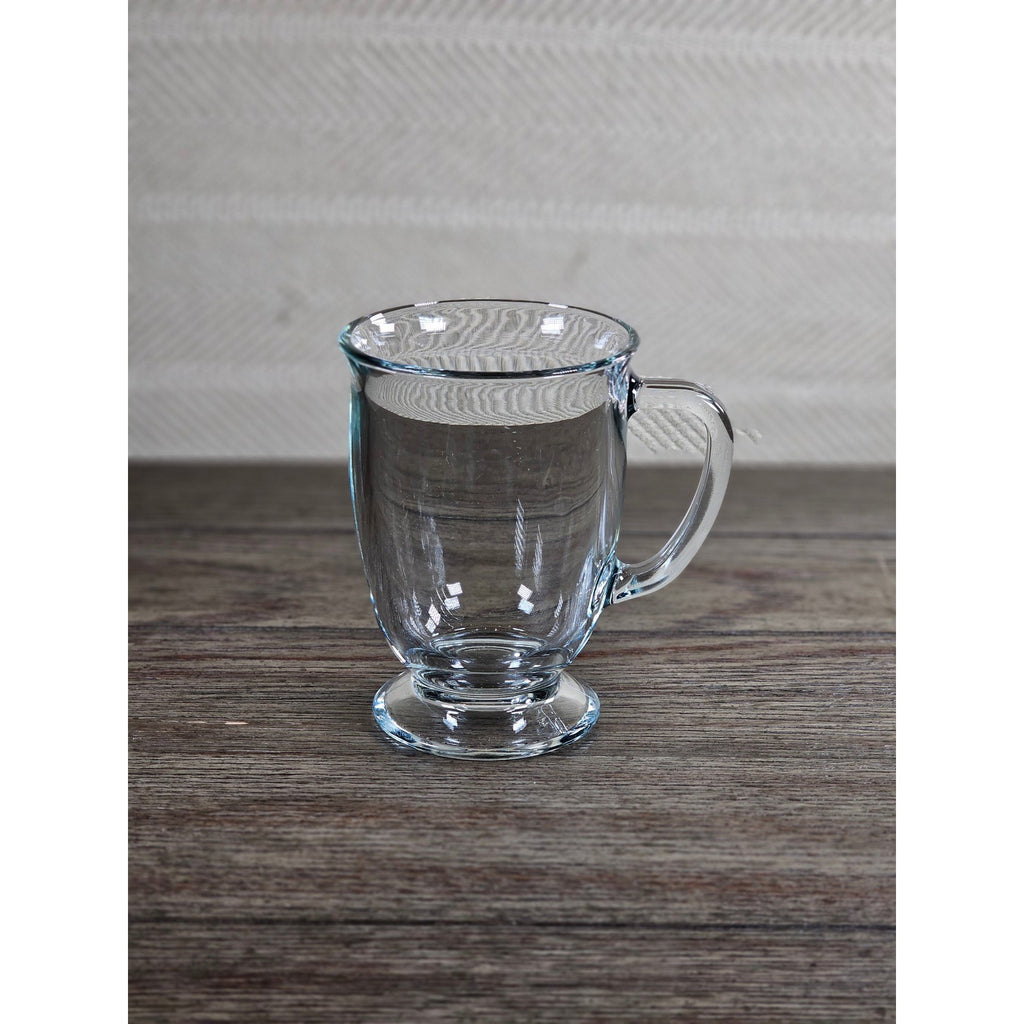 Vintage Clear Glass Pedestal Mug with Handle | Footed Coffee Cup