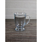 Vintage Clear Glass Pedestal Mug with Handle | Footed Coffee Cup