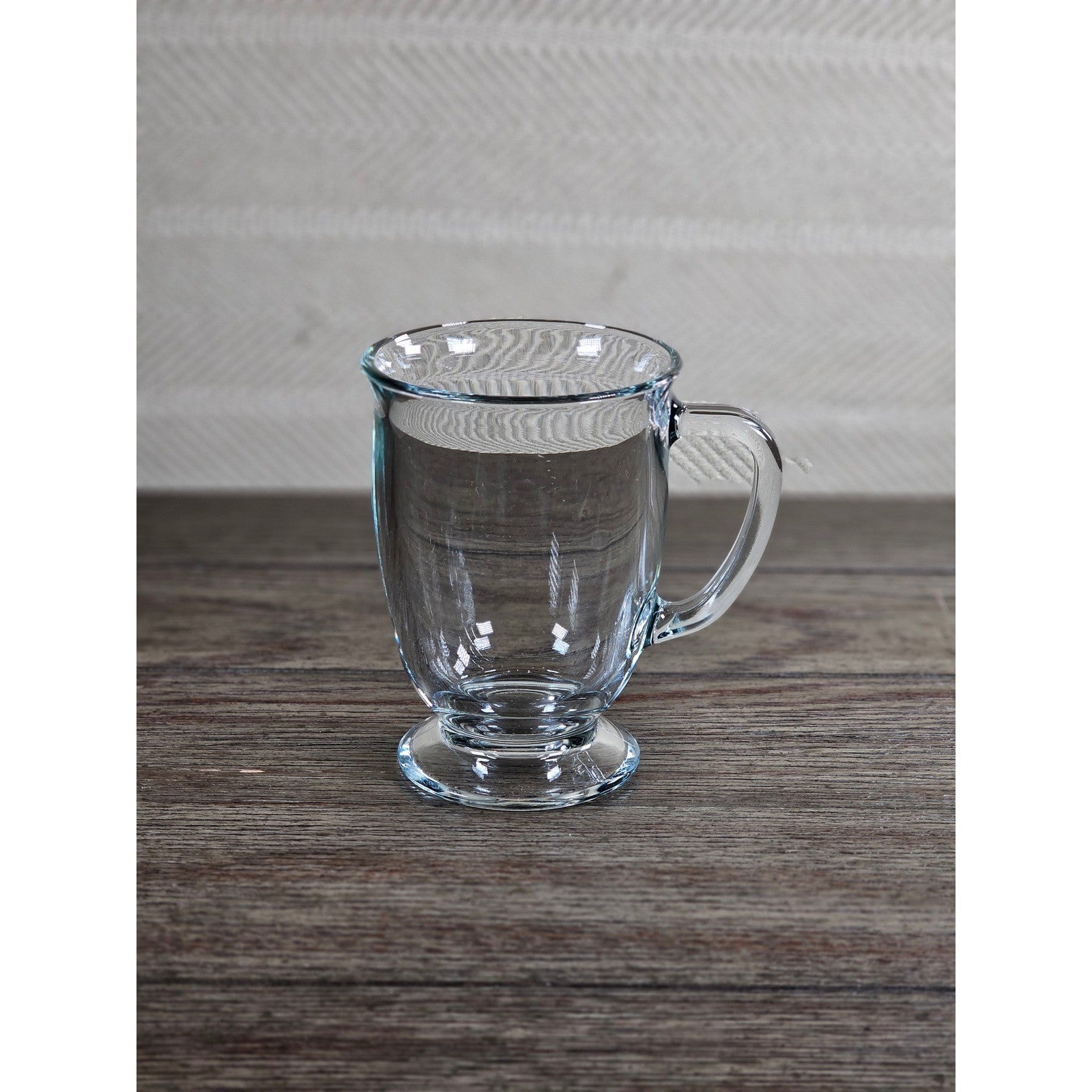 Vintage Clear Glass Pedestal Mug with Handle | Footed Coffee Cup