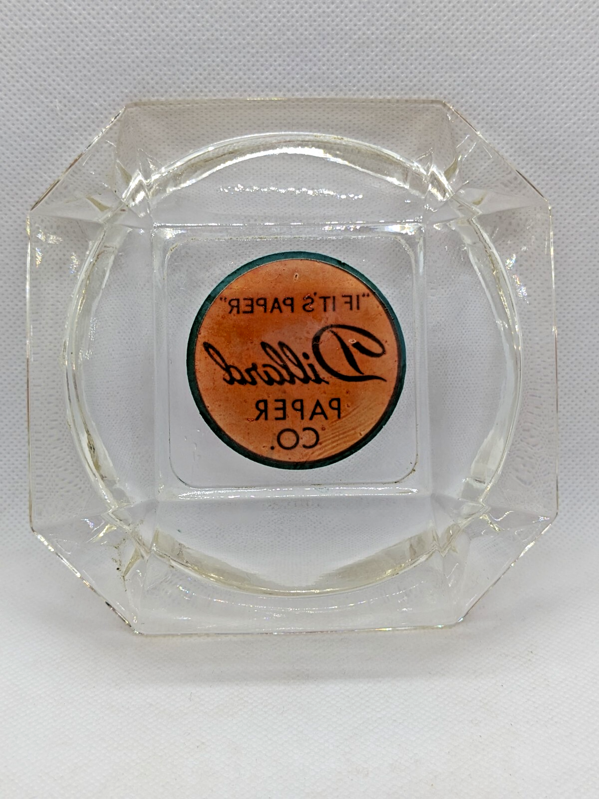 Vintage 1960s Dillard Paper Company Glass Ashtray