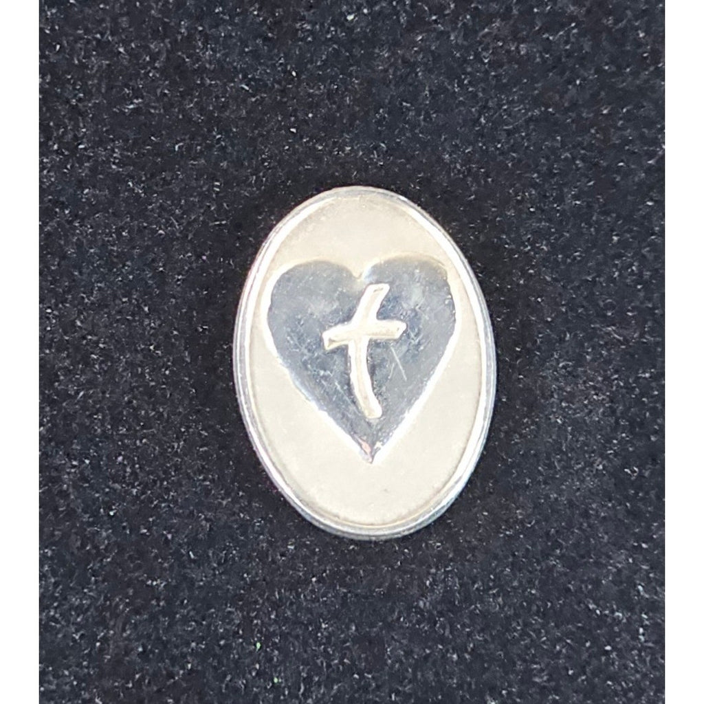 Vintage Father Memorial Pocket Token Faith Cross Heart Coin