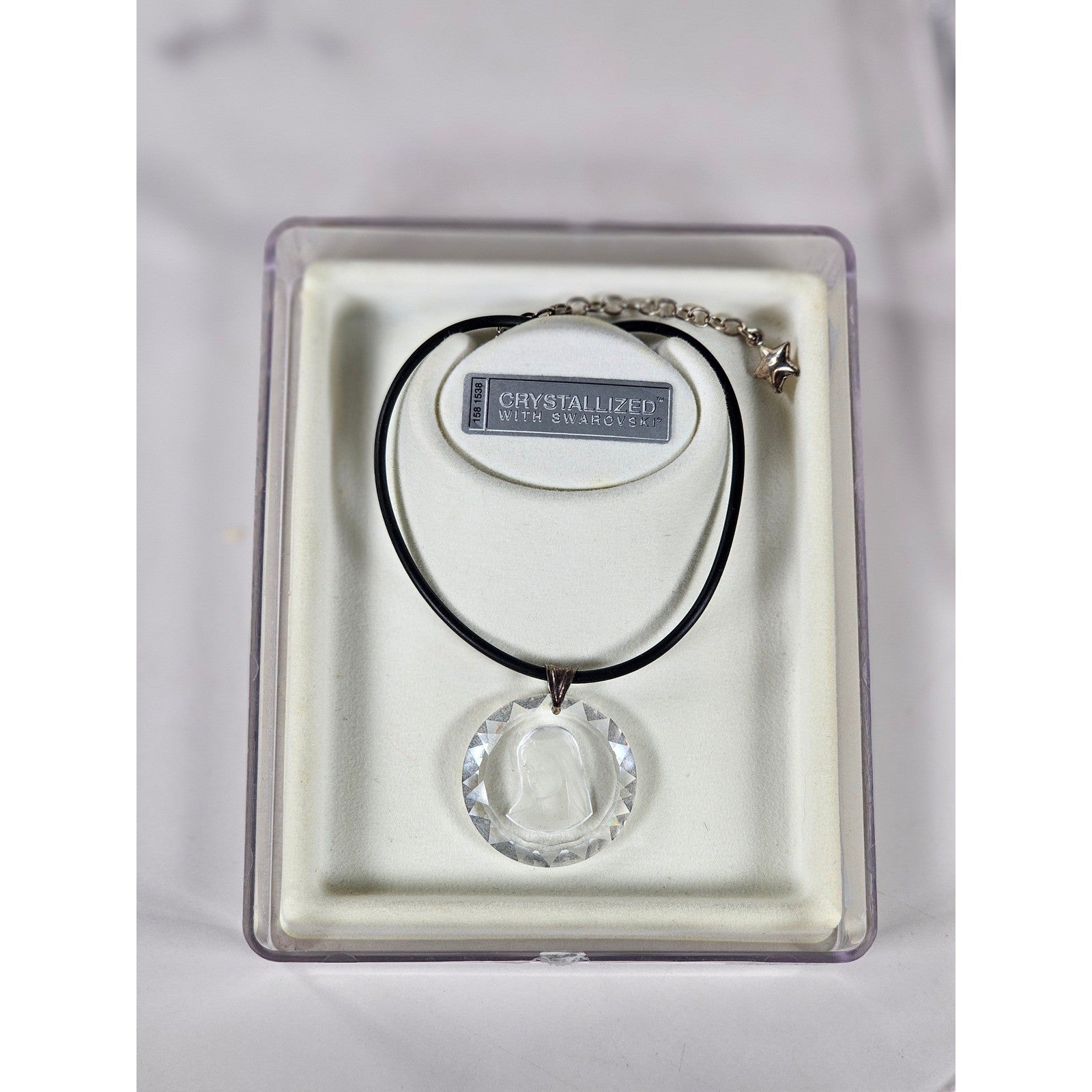 Vintage Swarovski Crystal Madonna Pendant 925 Silver Necklace