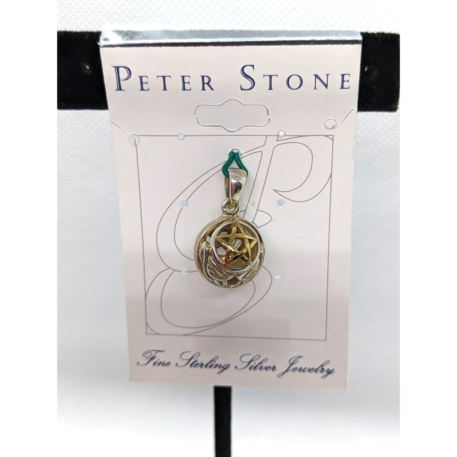 925 Sterling Silver Hollow Ball 3D Pentacle Pendant Peter Stone Jewelry