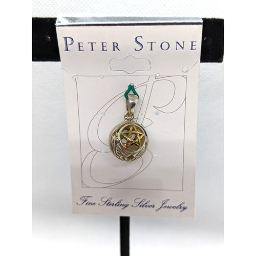 925 Sterling Silver Hollow Ball 3D Pentacle Pendant Peter Stone Jewelry