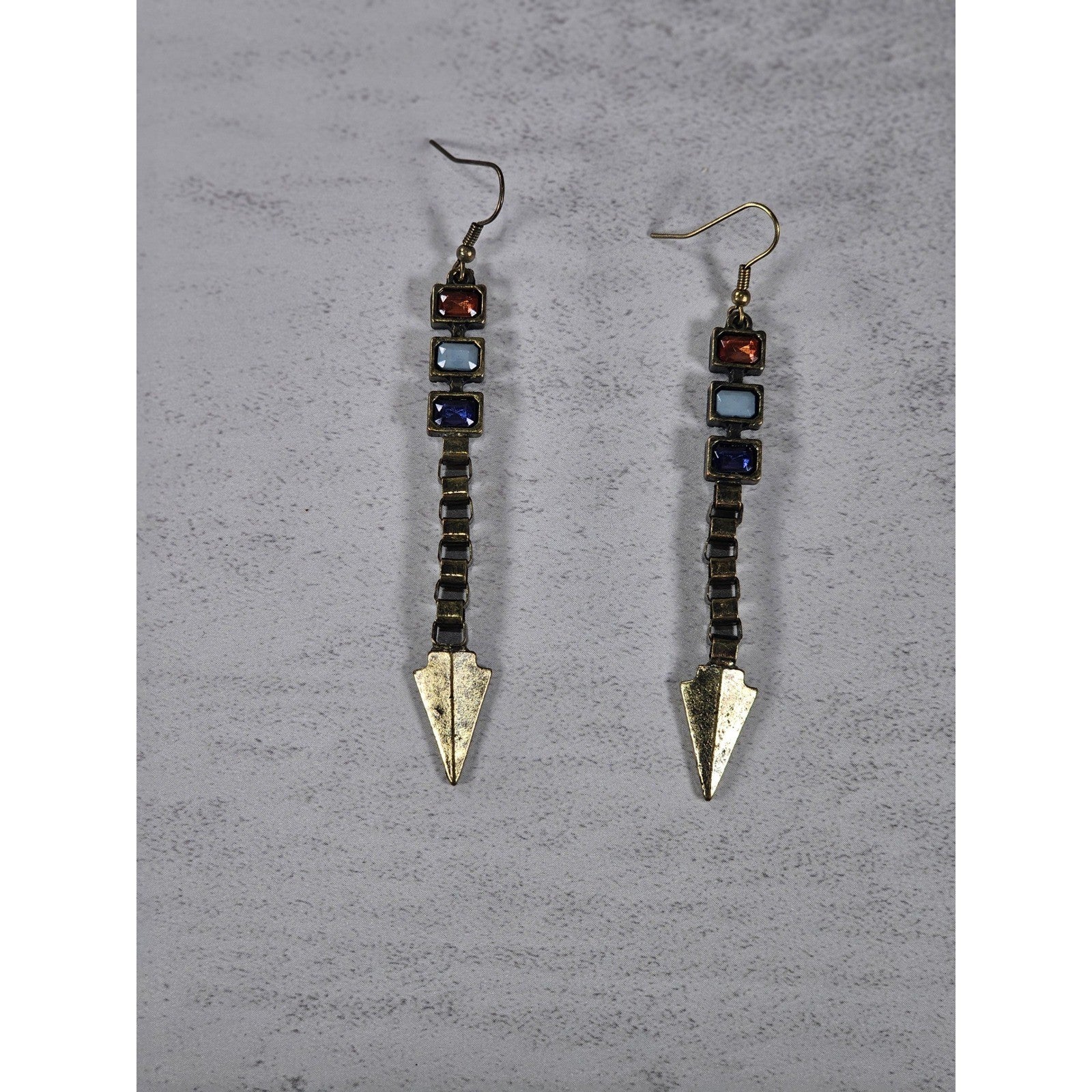 Vintage Arrow Dangle Earrings Red White Blue Boho Drop Jewelry